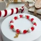 bransoletka świąteczna candy cane z czerwonego agatu i białego onyksu
